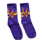 Flame Skater Flaming Athletic Sports Sock Purple Blue Yellow
