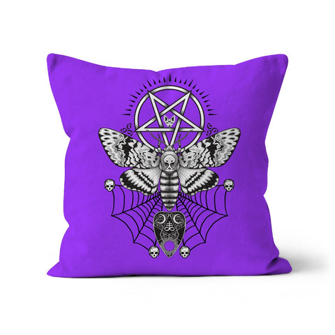 Deaths Head Hawk Moth Pentagram Purple Cushion