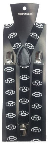 Black Braces With White Knuckle Duster Brass Knuckles Print
