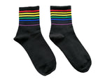 Rainbow Stripe Ankle Socks Black White LGBTQ Gay Pride Trans Lesbian