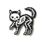 Kitty Cat Skeleton Bones Glitter White and Black Kitten Enamel Pin Badge