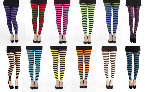 Pamela Mann Twickers Striped Stripy Tights Black & Multiple Colours 8-14