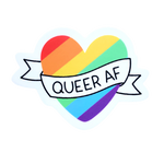Queer AF LGBTQ Pride Rainbow Heart Matte Vinyl Sticker