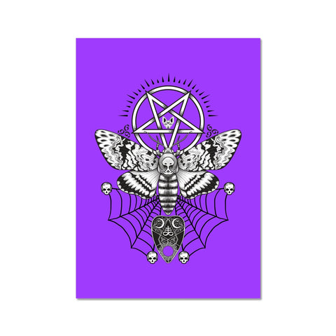 Deaths Head Hawk Moth Pentagram Purple Fine Art Print