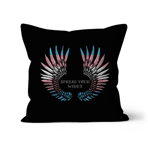 Trans Spread Your Wings Pride Flag Cushion