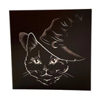 Witches Hat Black Cute Cat Face Greetings Card 6”x6”
