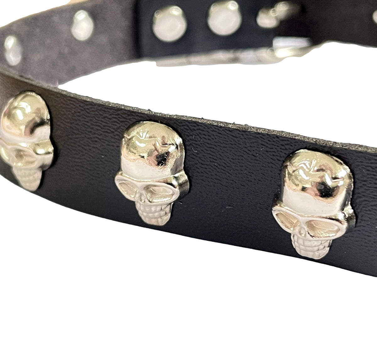 Skull Studded Black Collar Choker Punk Goth Vegan Leather