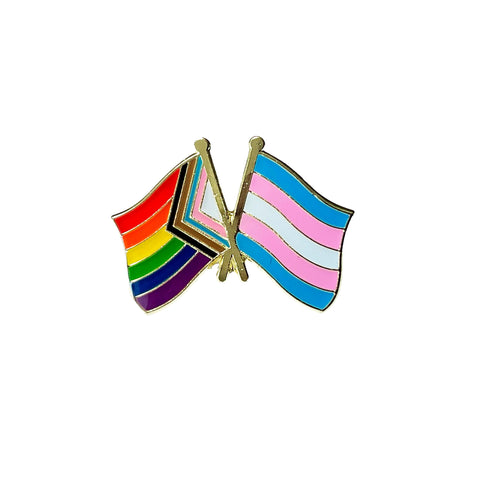 Progress Trans Pride Double Flag LGBT+ Pin Badge Gay Lesbian Bi