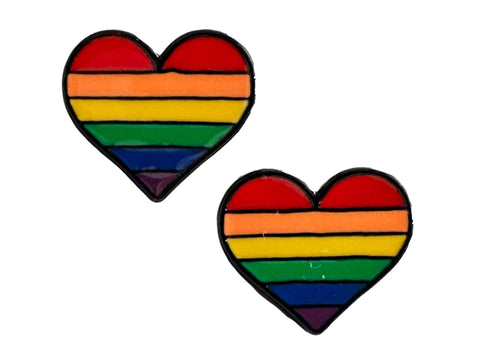 LGBTQ Gay Pride Flag Rainbow Heart Stud Earrings Lesbian Bi Trans