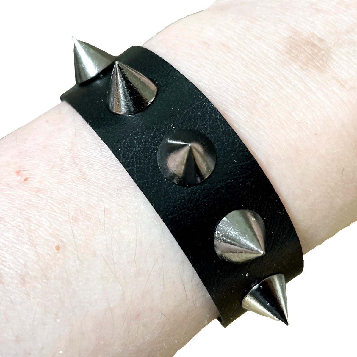 Chrome Silver Black Spiked Spiky Cuffs Wristbands Goth Emo Studded