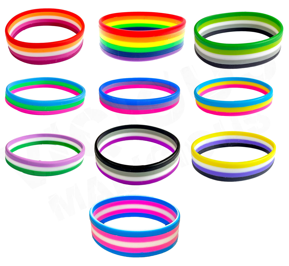 Transgender Pride Silicone Bracelets Wristbands, Trans Colored Wristbands in Bulk 500 Bracelets