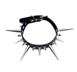 Long Chrome Spike Studded Spiked Rivet Black Gothic Choker Collar
