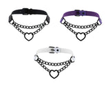 Black Heart Chain Gothic Choker Collar Necklace