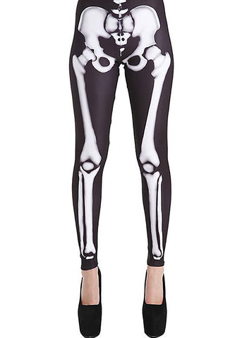 Pamela Mann Skeleton Bone Print Leggings Black and White Gothic Halloween