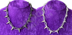 Rivet Spiked Studded Industrial Chain Necklace Silver Chrome Gun Metal