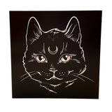 Witches Black Cute Cat Face Greetings Card 6”x6”
