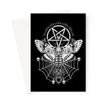 Deaths Head Hawk Moth Pentagram Black Greeting Card