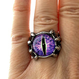 Monster Eye Oversized Silver Claw Gothic Rings