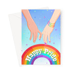 Happy Pride Rainbow Holding Hands LGBTQ Greetings Card