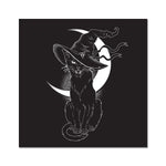 Black Witches Cat Hissing In Hat Crescent Moon Fine Art Print