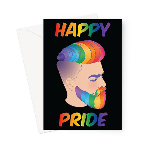 Happy Pride Rainbow Beard LGBTQ Greetings Card