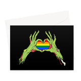 Zombie LGBTQ Heart Hands Pride Flag Greeting Card