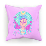 Fight Like A Girl Polka Dot Blue Crystals Soft Faux Suede Cushion