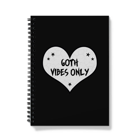 Goth Vibes Only Grey and Black Punk Heart Notebook