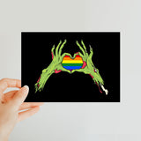 Zombie LGBTQ Heart Hands Pride Flag Classic Postcard