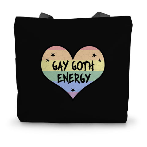 Gay Goth Energy LGBTQ Punk Pride Heart Canvas Tote Bag