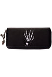Banned Apparel Bad Reputation Skeleton Hand Bones Black Purse Wallet