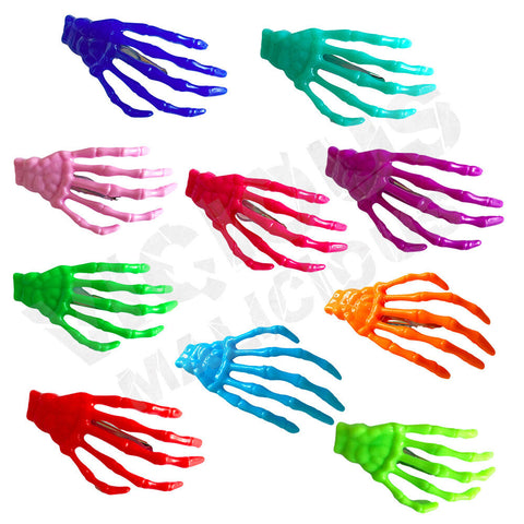 Skeleton Hand Hair Clip Slides Grip Skull Accessory Multiple Colours