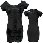 Kreepsville 666 Black Foil Metallic Skeleton Tunic Dress