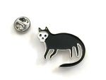Black Witch Cat Skull Face Skeleton Goth Kitty Enamel Pin Badge