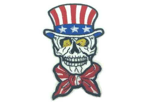 Uncle Sam Skull American USA Fabric Iron On Patch