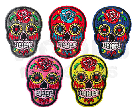 Sugar Skull Day of the Dead Skeleton Fabric Iron On Sew On Patch