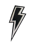 Lightning Bolt Black & White Fabric Iron On Embroidered Patch Badge