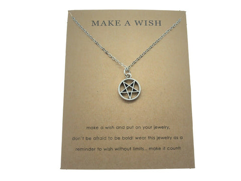 Pentagram Mini Wish Charm Silver Pendant Gothic Necklace Witch