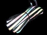 Reflective Rainbow Metallic Reflect Shoe Laces Black or White Headlight Night Tr