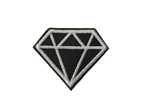 Diamond Fabric Iron On Patch Embroidered Black & White