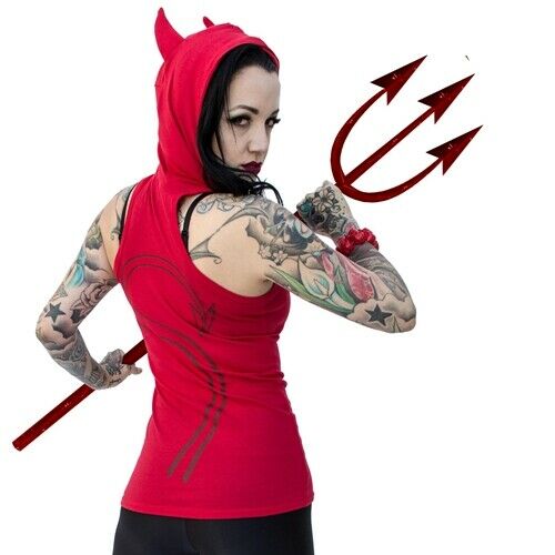 Kreepsville 666 Red Devil Tail Hooded Hoodie Tunic Top With Devil Horn –  Vicious Malicious