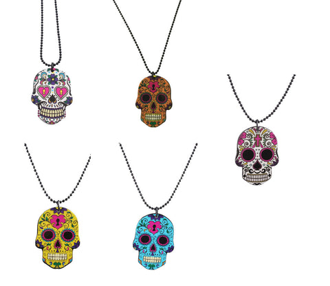 Sugar Skull Day of the Dead Skeleton Chain Necklace Pendant