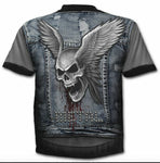 Spiral Direct Thrash Metal All Over Punk Denim Jacket Rocker Print T-shirt