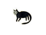 Black Witch Cat Skull Face Skeleton Goth Kitty Gold Enamel Pin Badge