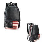 USA United States Stars and Stripes Black PU Faux Leather Star Studded Flag Back