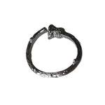 Black Rose Gun Metal Flower Gothic Ring Adjustable Size Goth