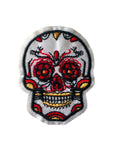 Sugar Skull Day of the Dead White Skeleton Fabric Patch Iron On Sew On Embroider