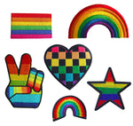 Rainbow Flag Star Peace Heart Gay Pride Fabric Iron On Embroidered Patch