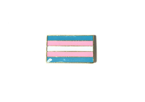 Trans Pride Flag LGBTQ Pink White Blue Gold Metal Enamel Pin Badge