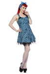 Banned Apparel Blue Skull and Roses Mini Dress